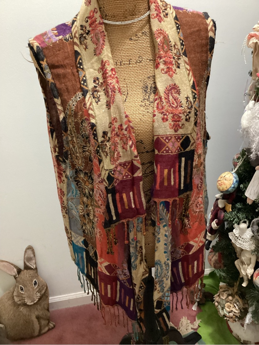 Boho Patchwork Fringe Shawl Vest